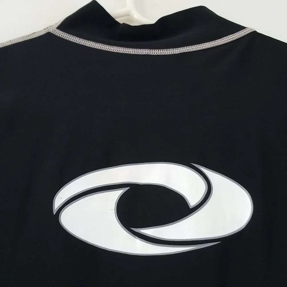 The Realm mens rashguard black/white swim surf shirt.